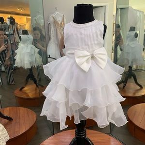 3T off white ivory flower girl dress bow easter